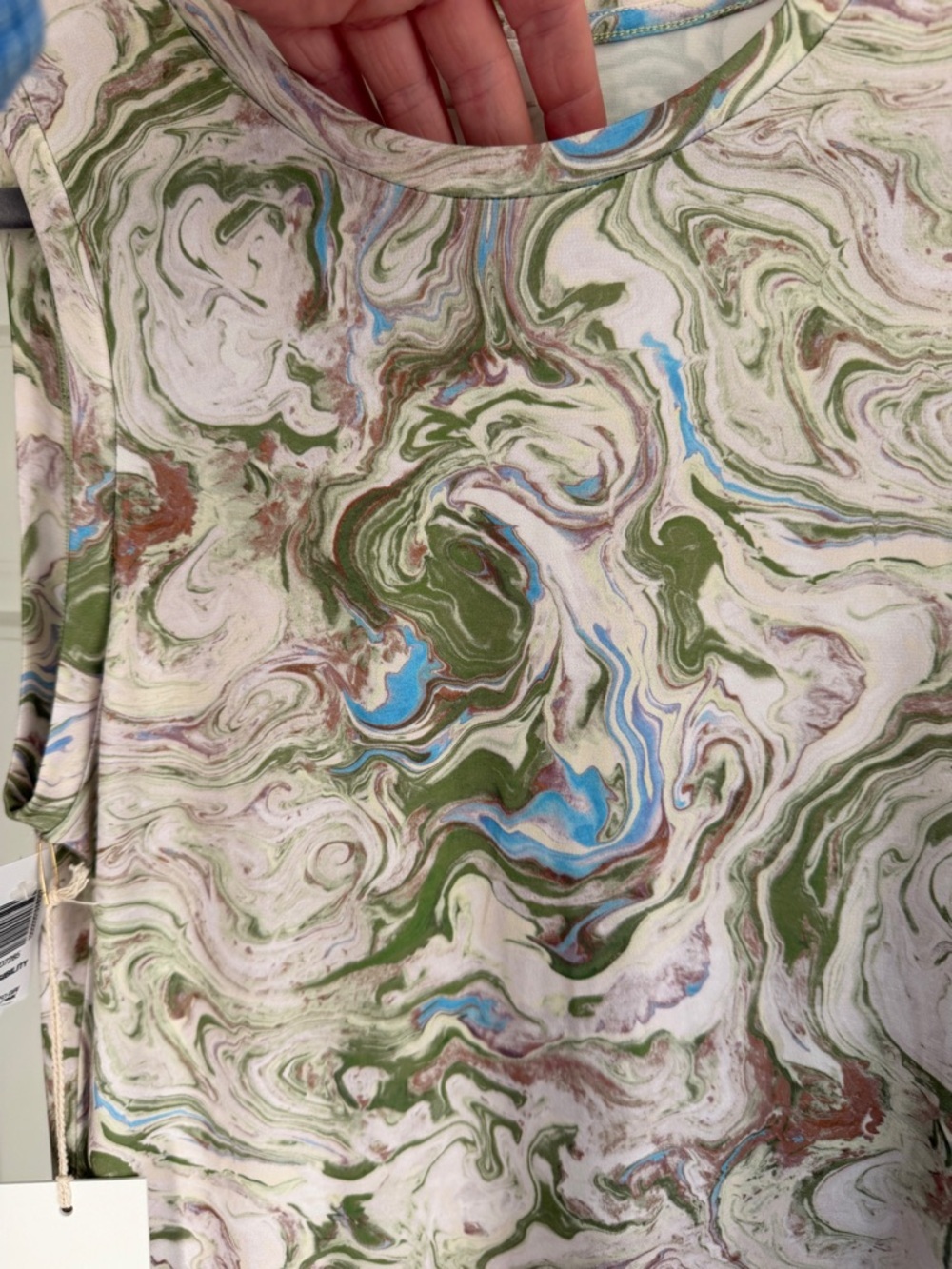 Wilfred Marble-Print Possibility Sleeveless Midi Dress in Green and Cream - Picture 5 of 6